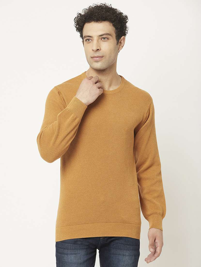 men solid long sleeve pullover sweater