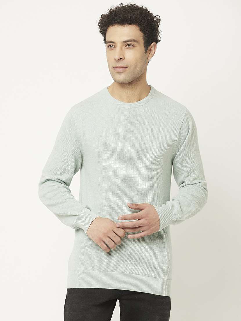 men solid long sleeve regular fit pullover