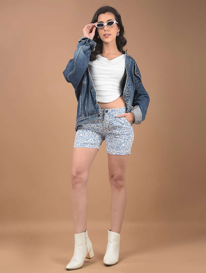 white paisley tailored shorts - 20301893 -  Standard Image - 4