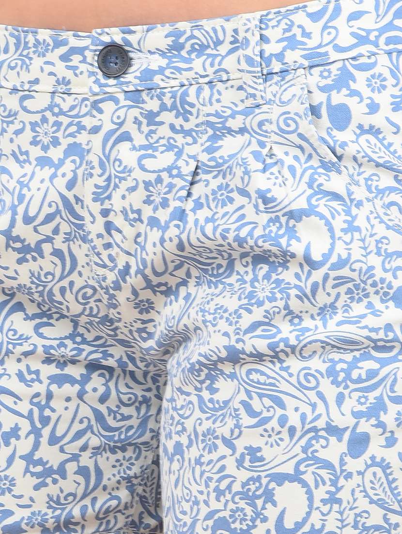 white paisley tailored shorts - 20301893 -  Standard Image - 6