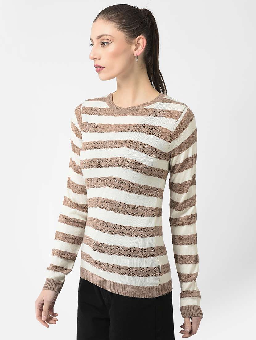 brown self design pullover - 20301928 -  Standard Image - 1