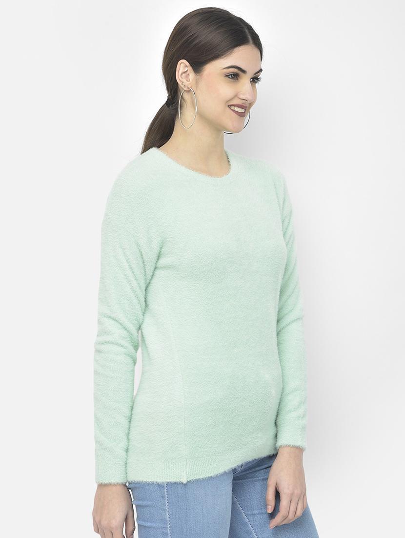 sea green solid pullover - 20301940 - Standard Image - 1
