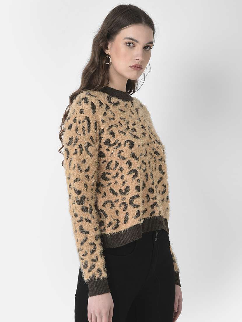 brown animal pattern pullover - 20301948 -  Standard Image - 1