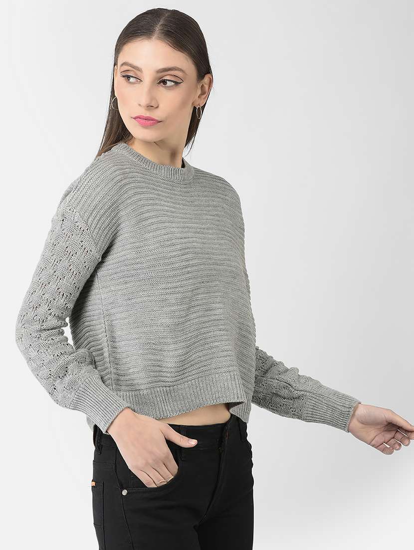 grey self design pullover - 20301952 -  Standard Image - 1