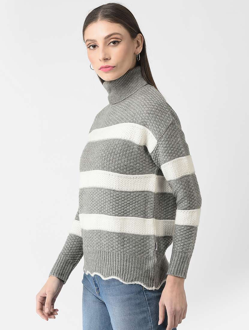 grey color block pullover - 20301959 -  Standard Image - 1