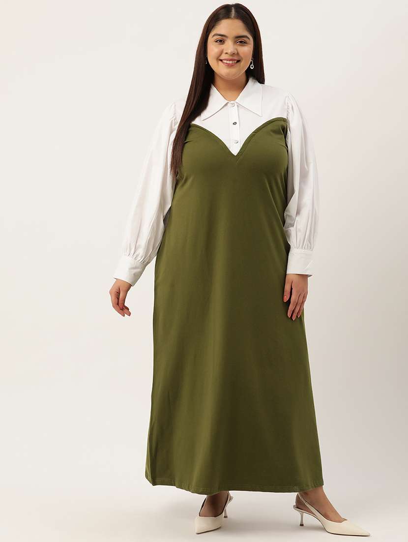 olive cotton plus dress