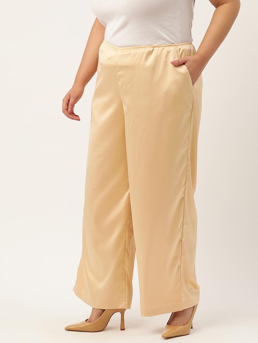 beige linen relaxed fit palazzo - 20302752 - Standard Image - 1