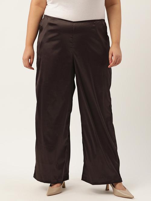 brown linen relaxed fit palazzo - 20302754 -  Standard Image - 0