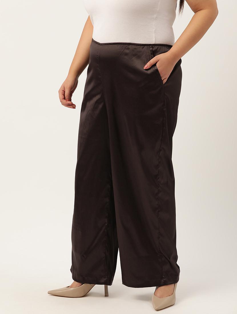 brown linen relaxed fit palazzo - 20302754 -  Standard Image - 1
