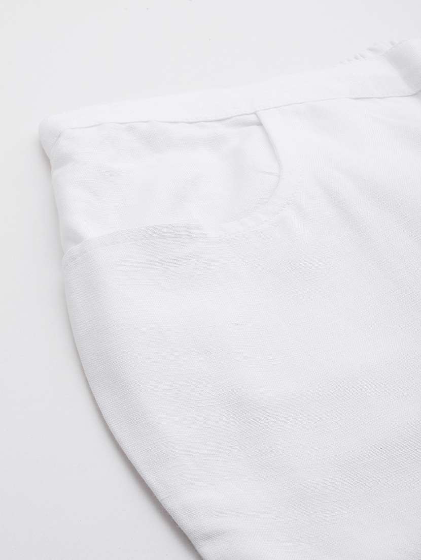 white linen flat front trousers  - 20302758 -  Standard Image - 4