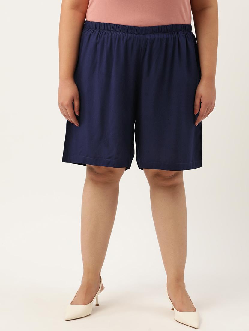 navy blue solid knee length short - 20302776 -  Zoom Image - 0