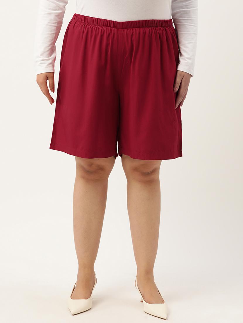 maroon solid knee length short - 20302778 - Zoom Image - 0