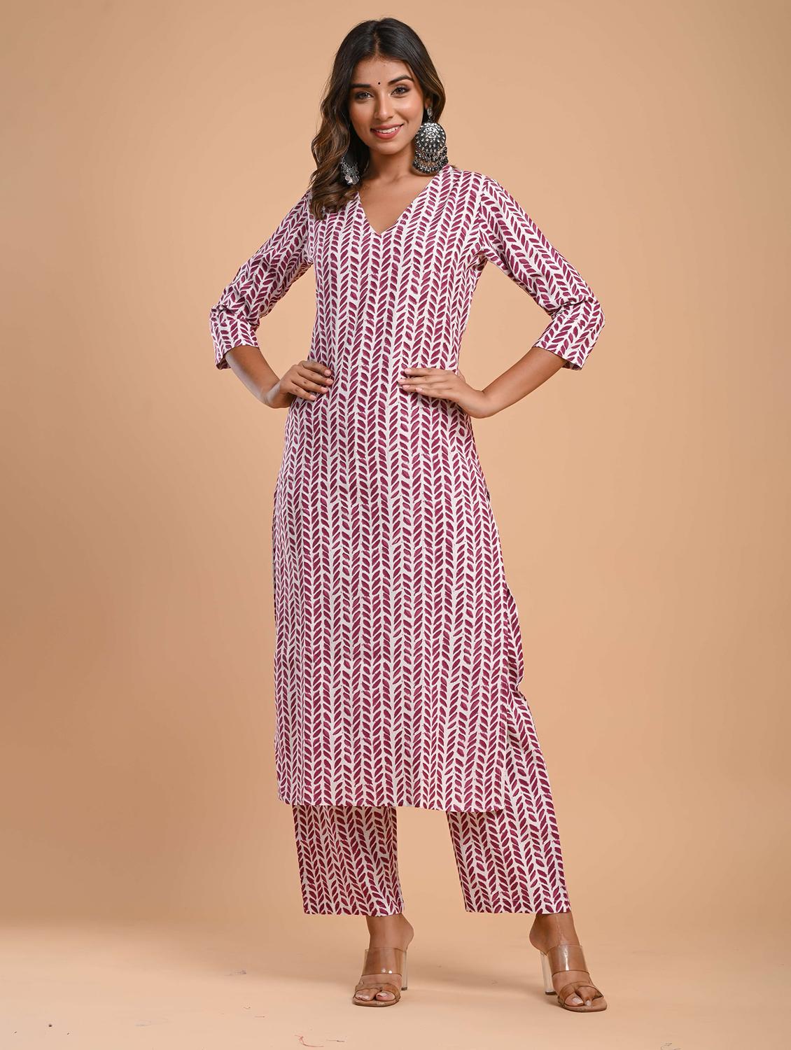 purple colored kurta palazzo set - 20302810 - Standard Image - 1