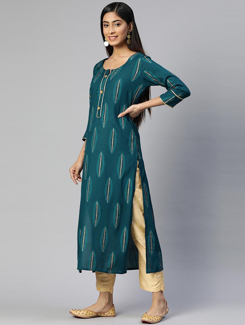 women tropical print straight kurta - 20302857 -  Standard Image - 1