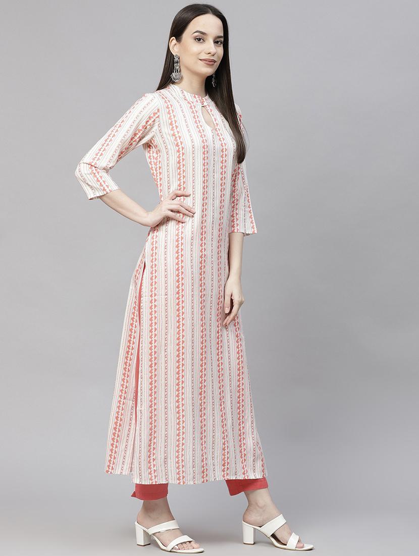 white colored straight kurta - 20302872 - Standard Image - 1