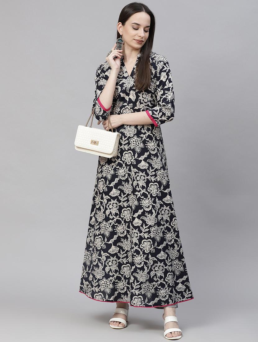 floral print flared kurta  - 20302875 -  Standard Image - 1