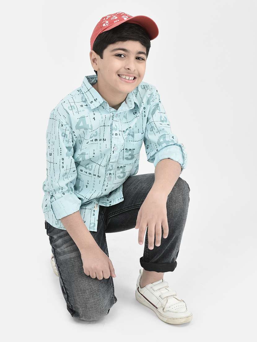 light blue printed long sleeves shirt - 20304003 - Standard Image - 4