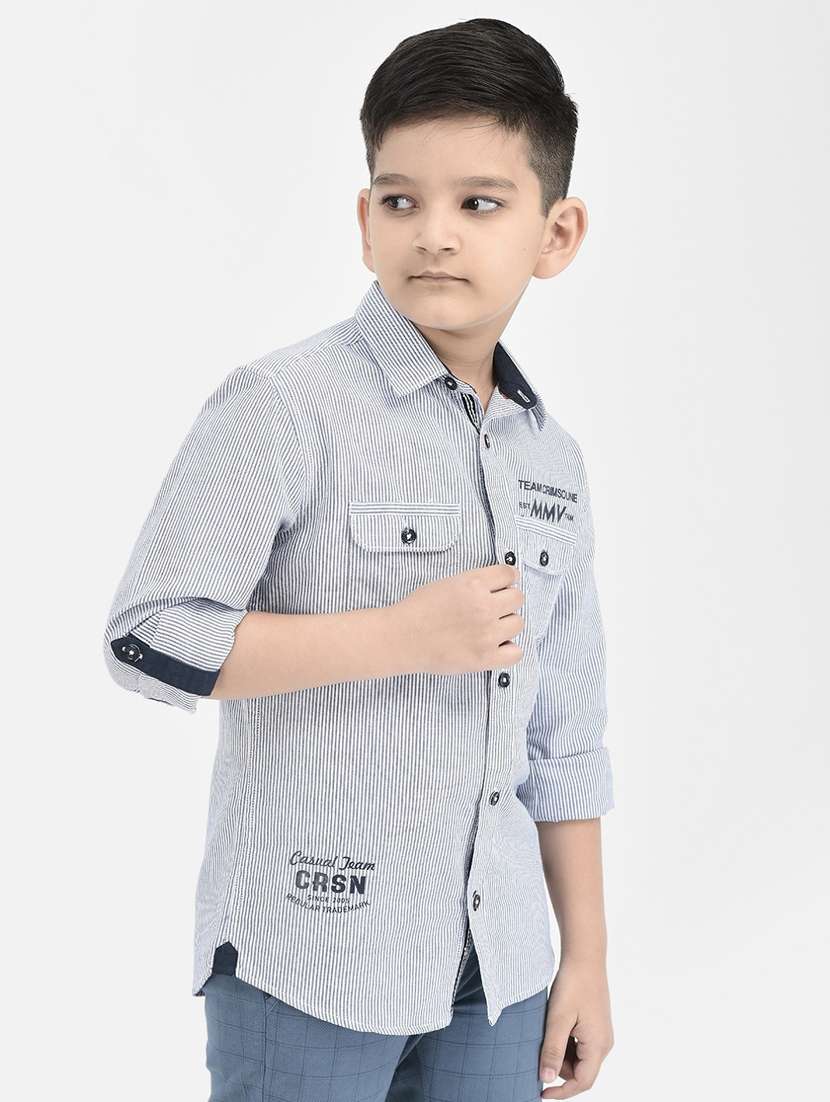 kids light blue striped long sleeves shirt - 20304007 -  Standard Image - 1