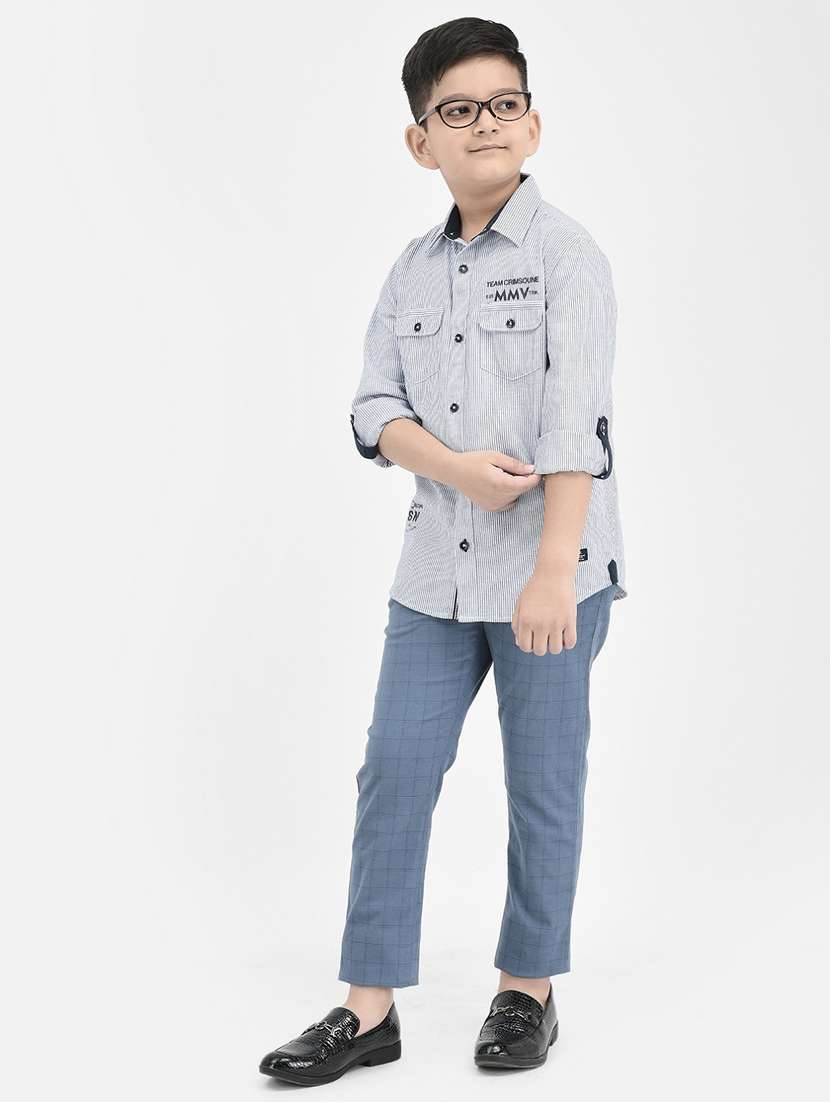 kids light blue striped long sleeves shirt - 20304007 - Standard Image - 4