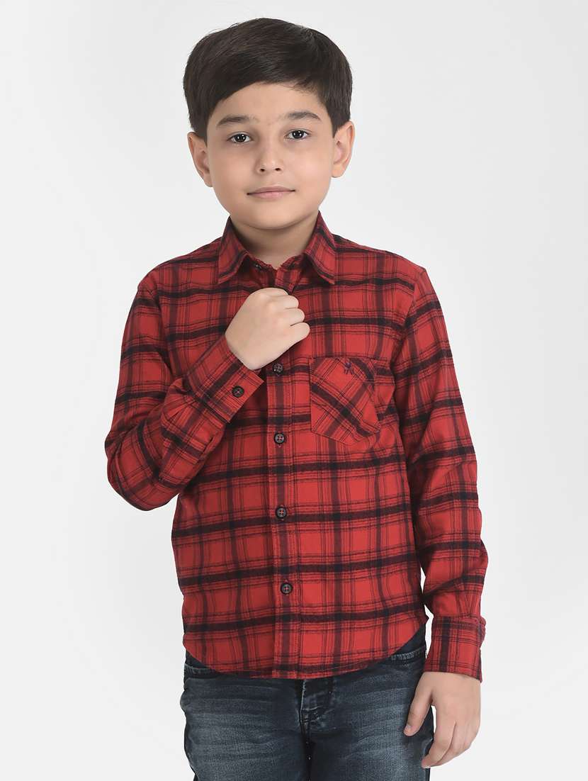 kids red checkered long sleeves shirt