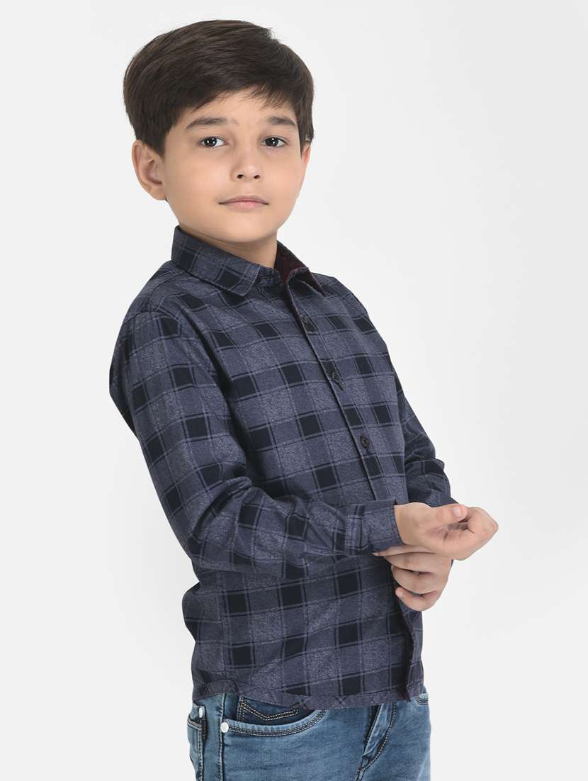 boy blue checkered print long sleeves shirt - 20304052 -  Standard Image - 1
