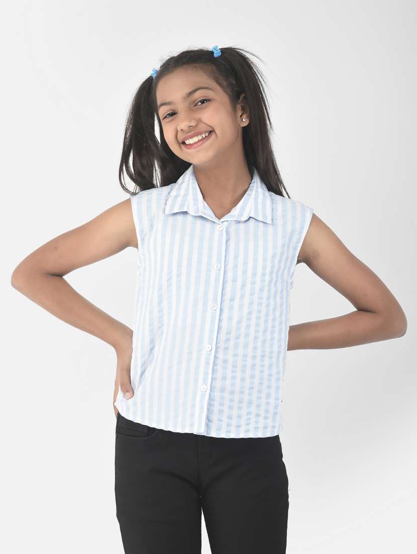 girls multi color striped cotton regular top