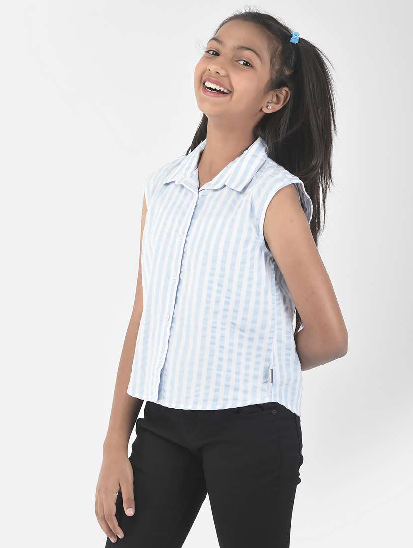 girls multi color striped cotton regular top - 20304244 -  Standard Image - 1