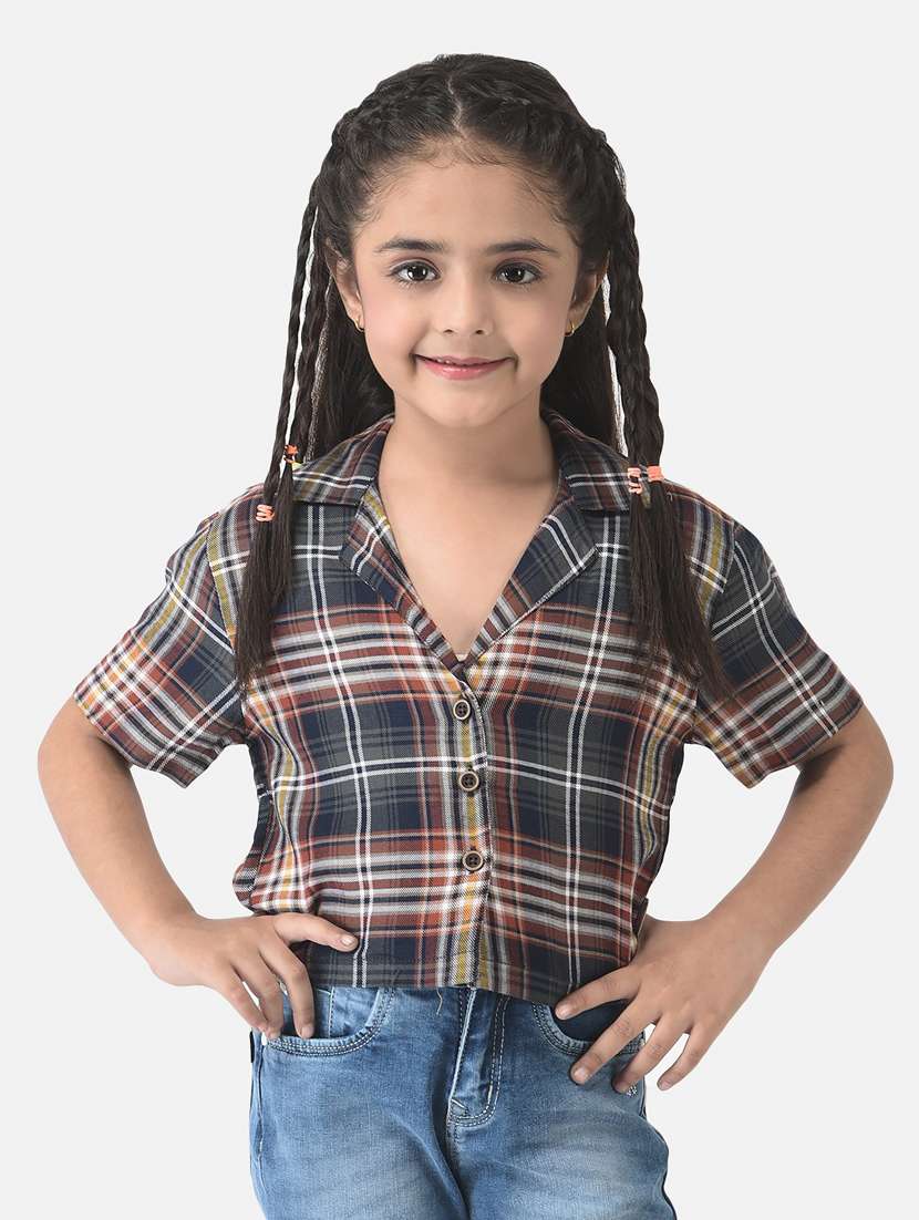 girls check cotton shirt 