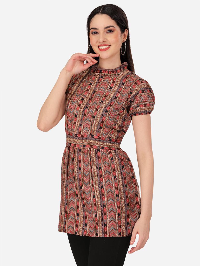 multi colored printed a-line tunic - 20304856 - Standard Image - 1