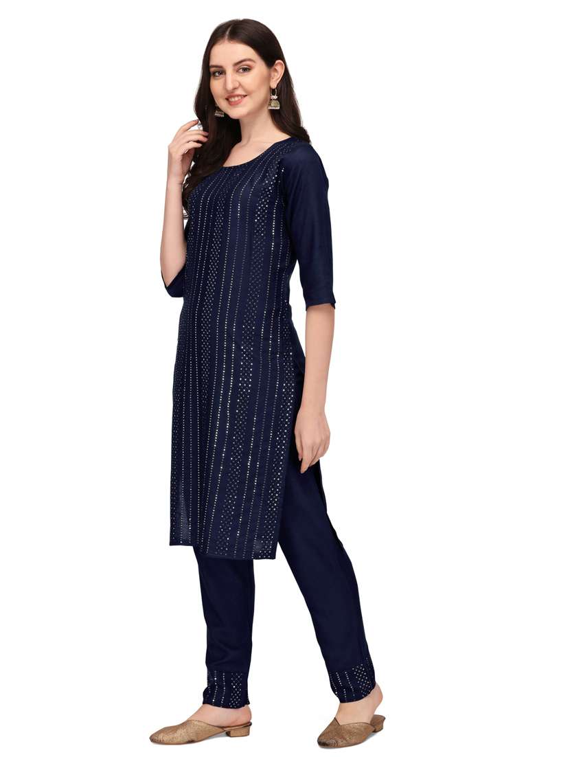 navy blue colored kurta pant set - 20304891 -  Standard Image - 1