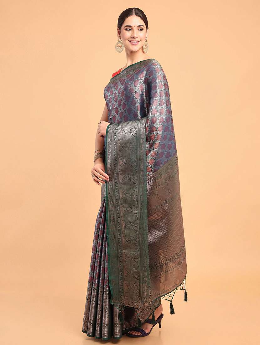 women's self design green colored saree with blouse - 20305138 -  Standard Image - 1
