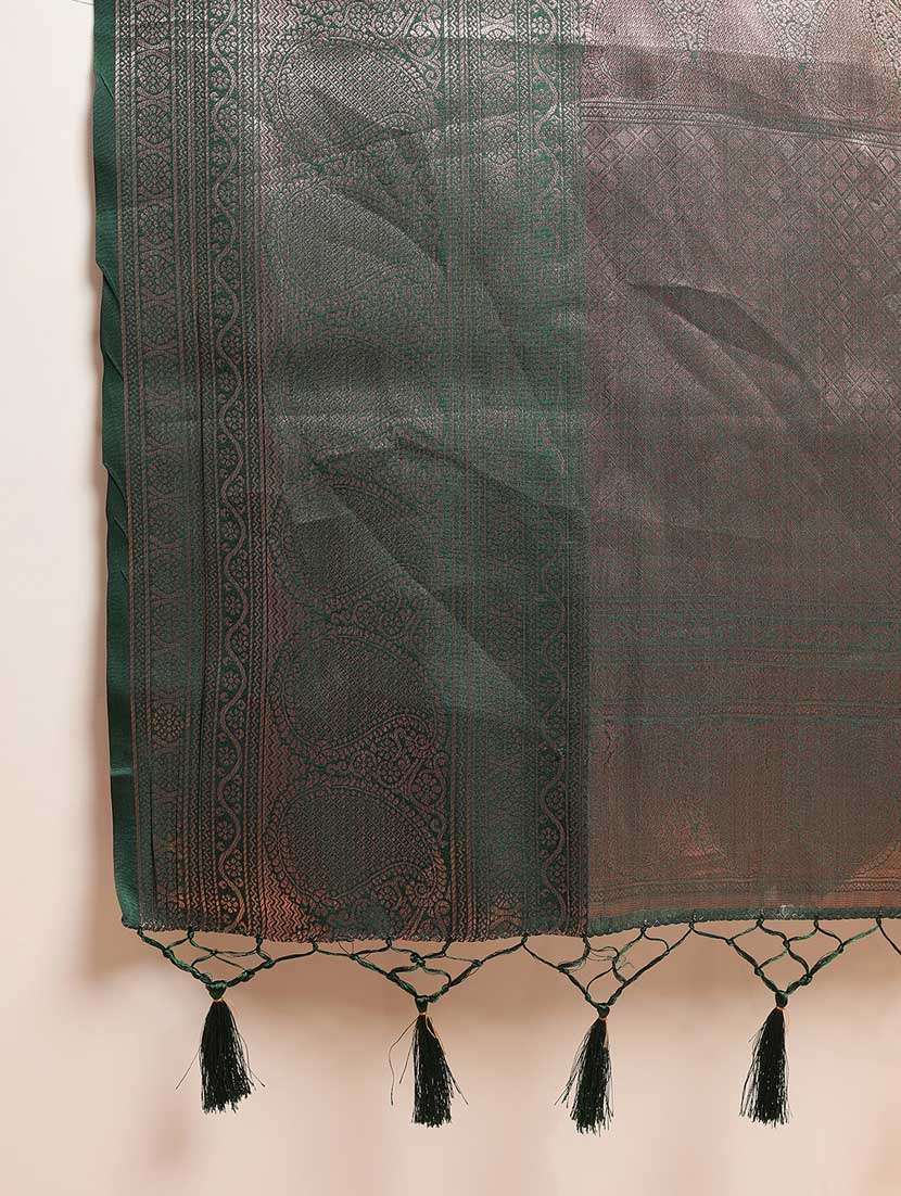 women's self design green colored saree with blouse - 20305138 -  Standard Image - 4