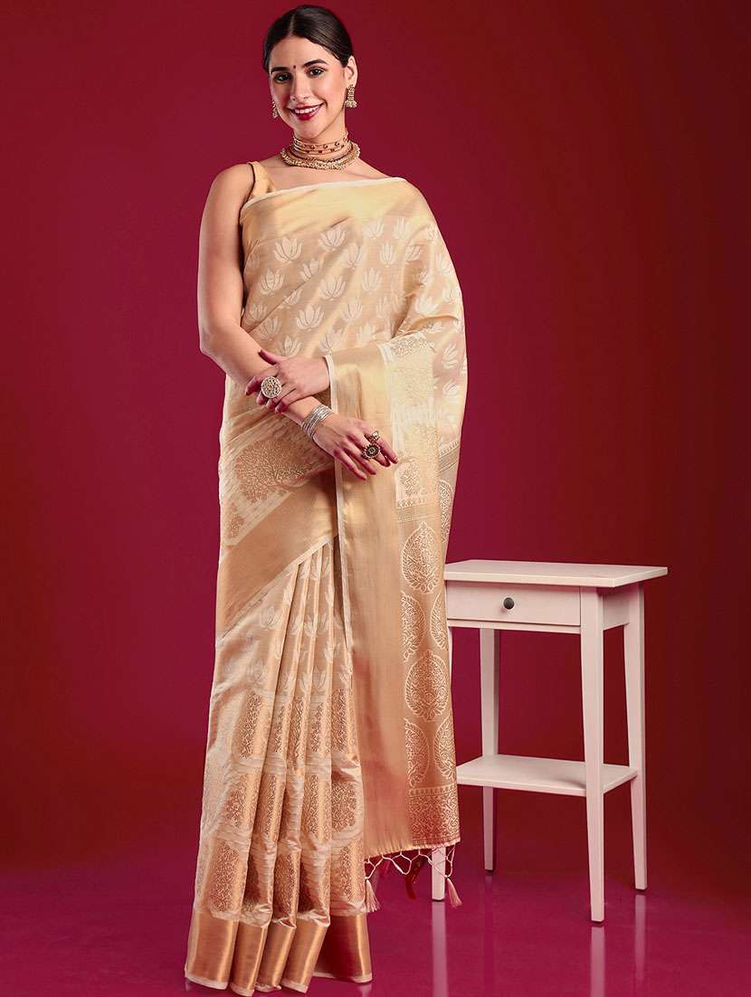 women's self design peach colored saree with blouse - 20305142 - Standard Image - 1
