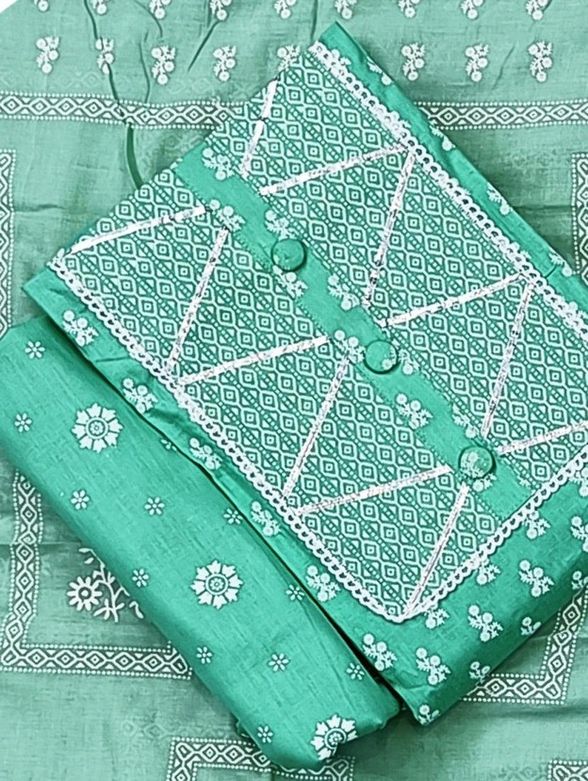 floral print cotton unstitched suit set - 20305402 -  Standard Image - 1