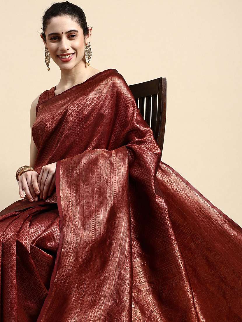 women's self design maroon colored saree with blouse - 20305505 -  Standard Image - 1