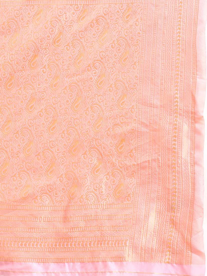 women's self design peach colored saree with blouse - 20305507 -  Standard Image - 4