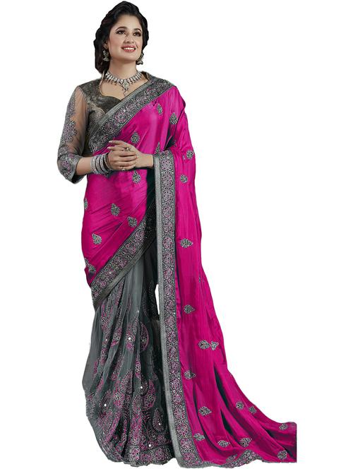 multi colored half and half  saree with blouse - 20305904 -  Standard Image - 0