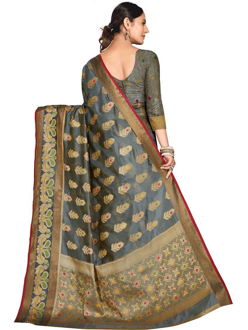 women's self design grey colored saree with blouse - 20305950 - Standard Image - 1