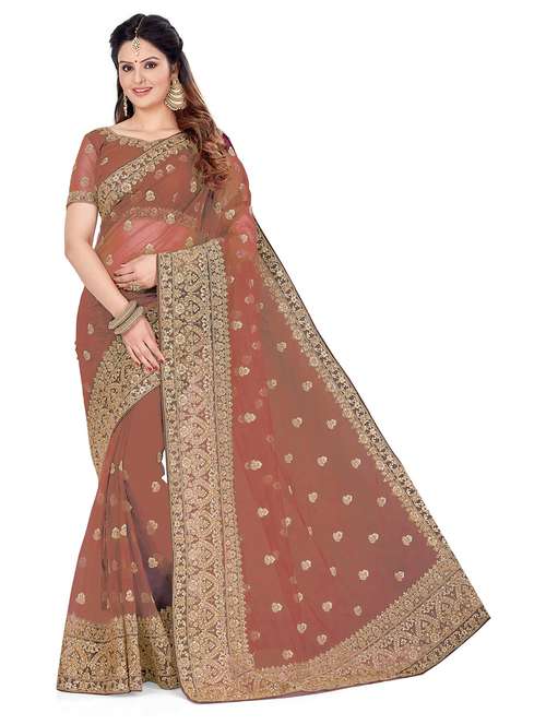 women's embroidered saree with blouse - 20306071 - Standard Image - 0
