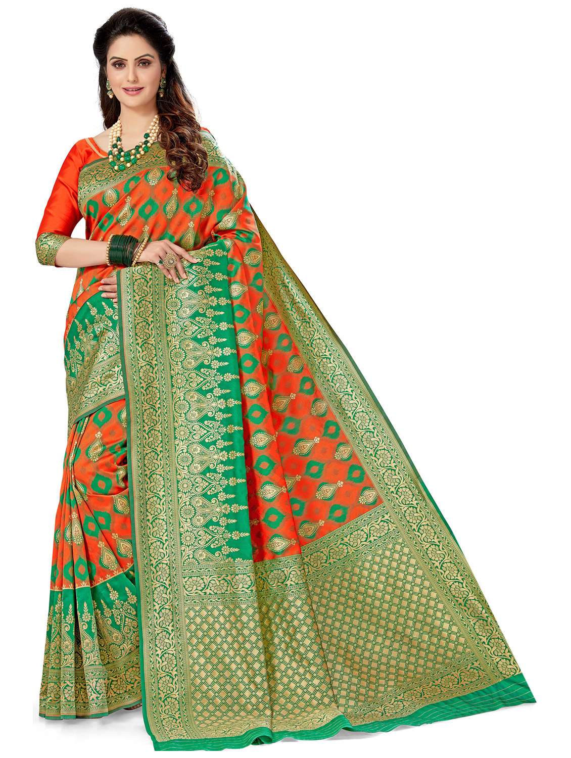 women's self design multi colored saree with blouse