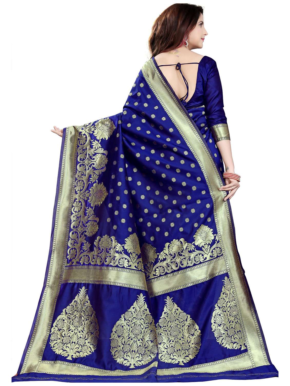 women's self design blue colored saree with blouse - 20306094 -  Standard Image - 1