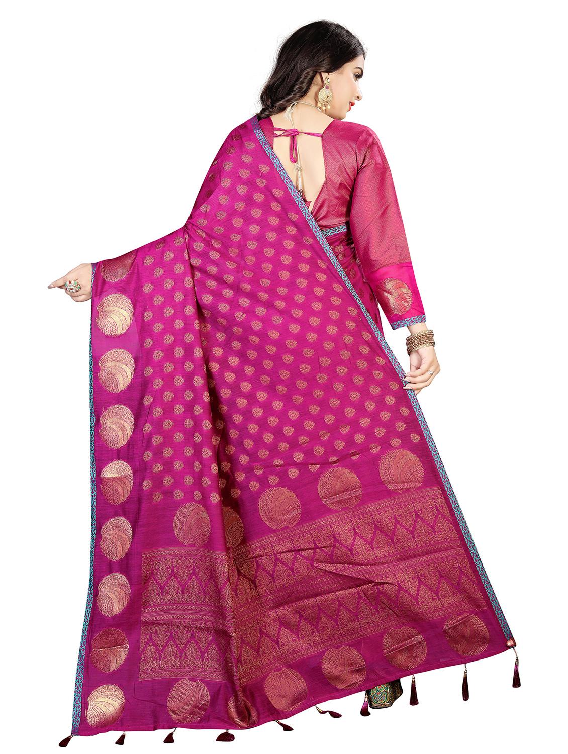 women's self design magenta colored saree with blouse - 20306275 - Standard Image - 1