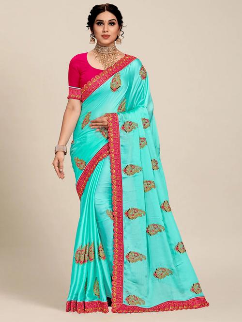 women's embroidered saree with blouse - 20306286 -  Standard Image - 0