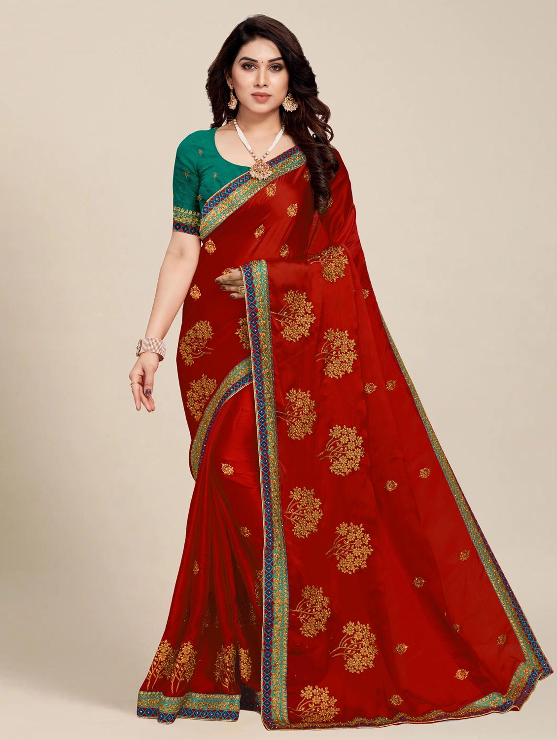 women's embroidered saree with blouse - 20306288 -  Zoom Image - 0