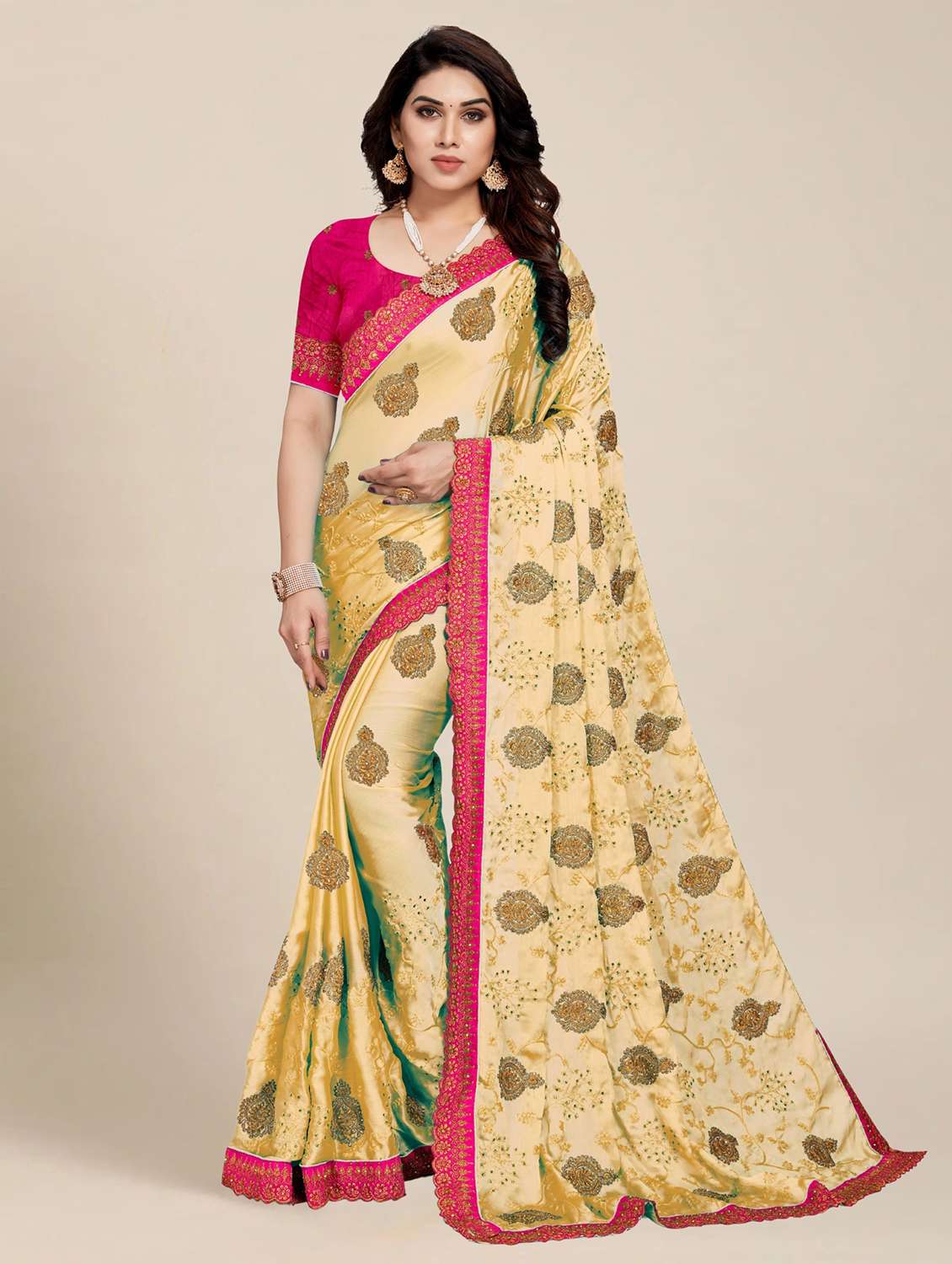 multi colored embroidered  saree with blouse