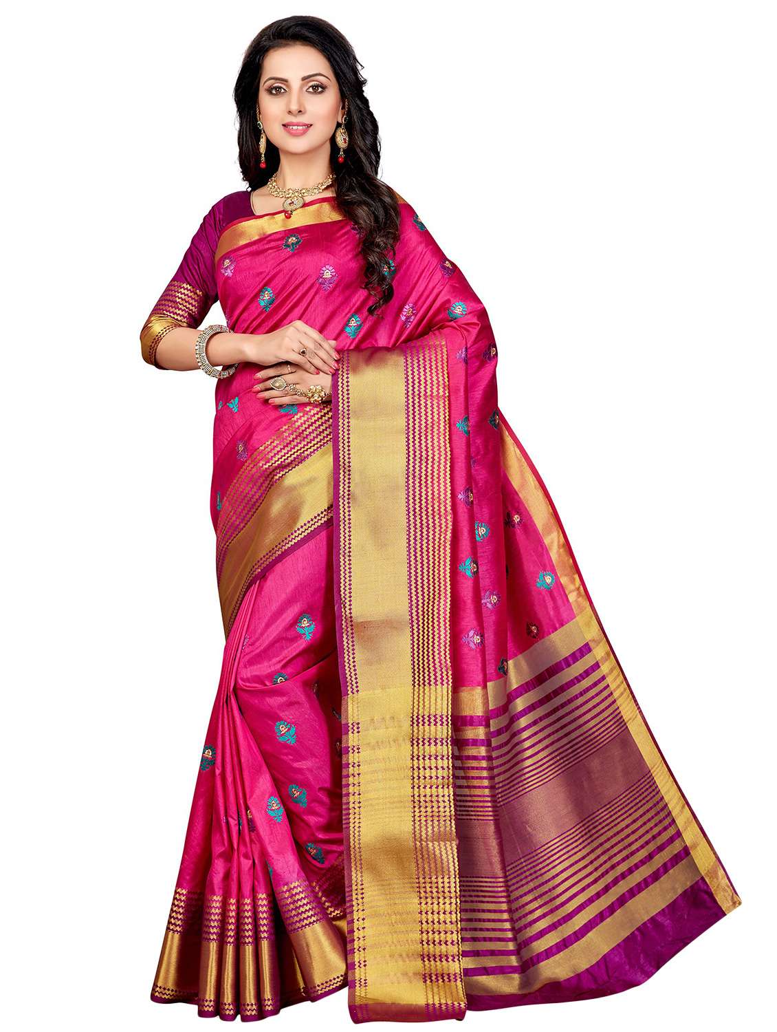 women's embroidered saree with blouse