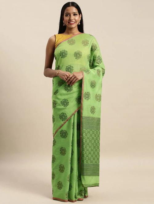 women's self design green colored saree with blouse - 20306373 - Standard Image - 0