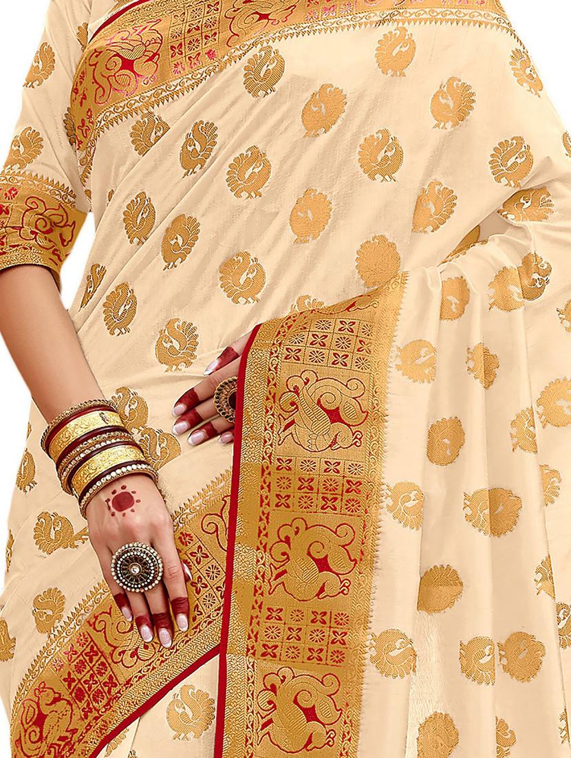 women's self design off white colored saree with blouse - 20306512 - Standard Image - 1