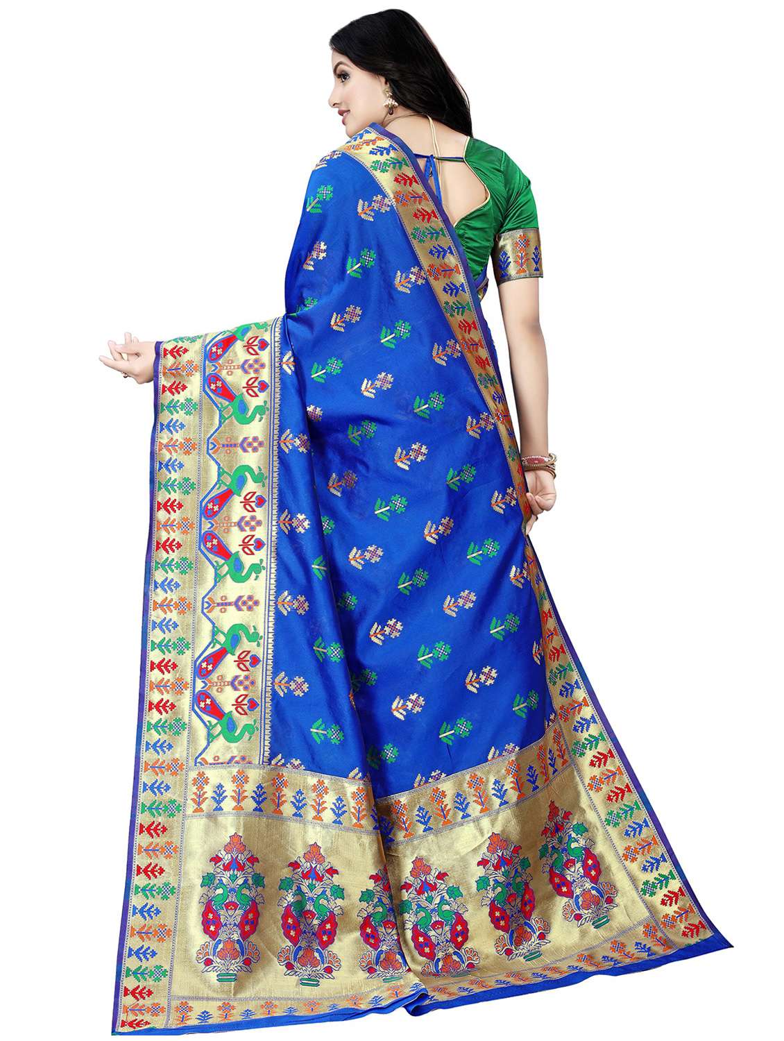 women's self design royal blue colored saree with blouse - 20306566 -  Standard Image - 1