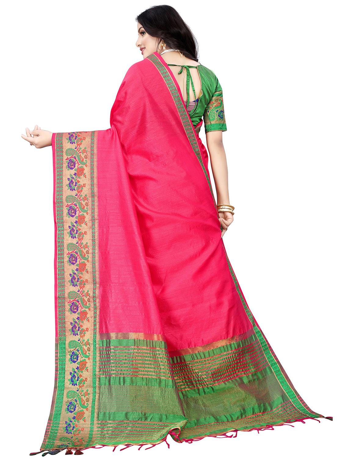 pink colored bordered  saree with blouse - 20306596 -  Standard Image - 1